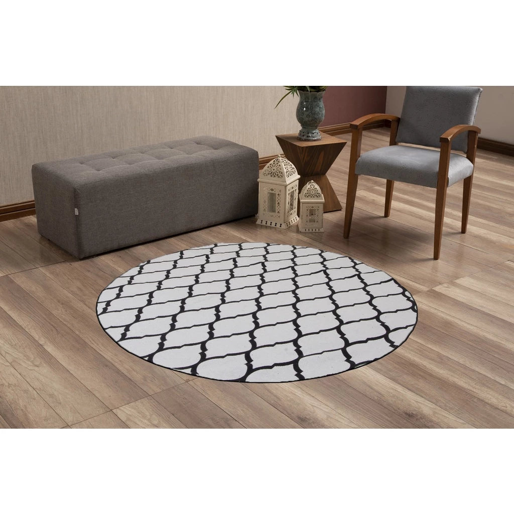 Tapete Redondo Estampado 1,20m x 1,20m Antiderrapante – Conforto e Estilo para sua Casa