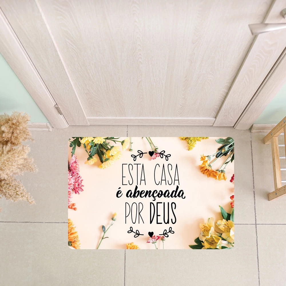 Tapete Capacho de Porta Bem-Vindo 40x60cm – Estampas Modernas e Base Antiderrapante