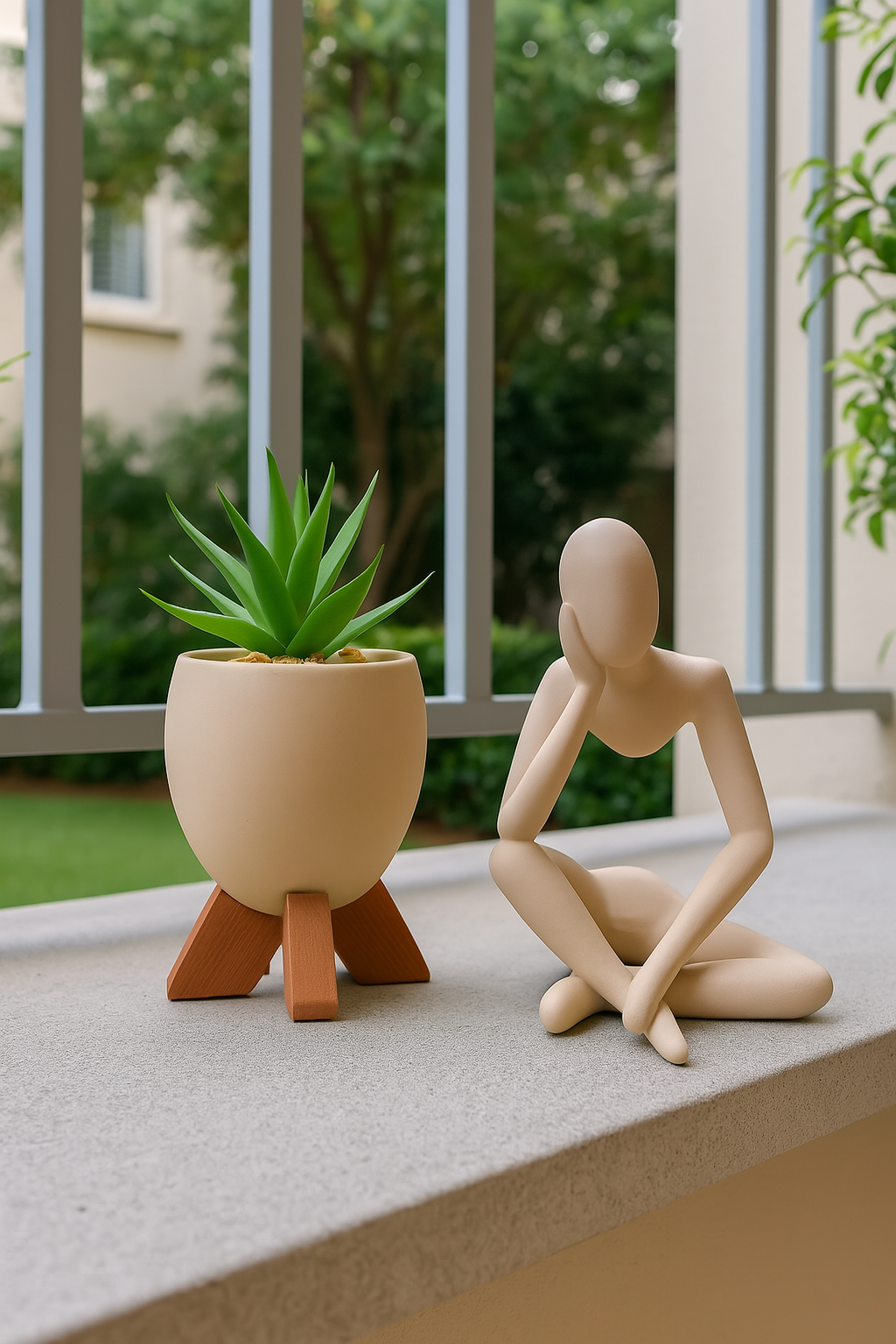 Vaso Cachepot Decorativo + Estátua Abstrata | Elegância Moderna para Sua Casa ou Escritório