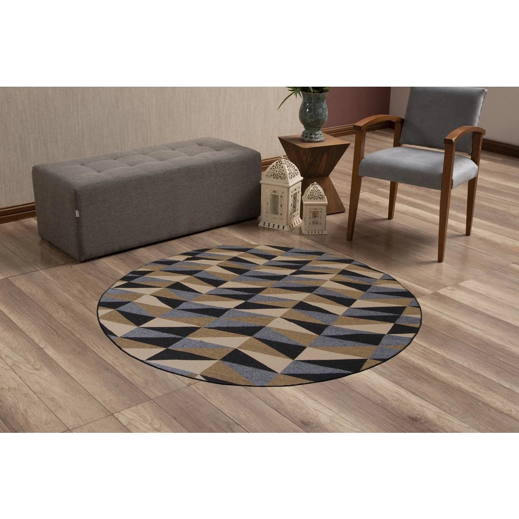 Tapete Redondo Estampado 1,20m x 1,20m Antiderrapante – Conforto e Estilo para sua Casa