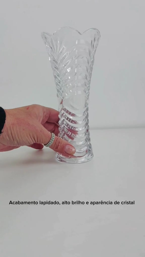 Kit 02 Vasos Decorativos de Vidro Cristal com Estampa em Relevo
