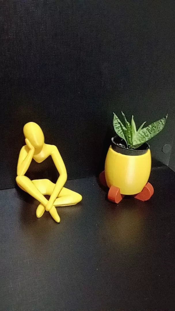 Vaso Cachepot Decorativo + Estátua Abstrata | Elegância Moderna para Sua Casa ou Escritório