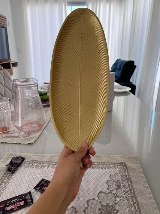 Bandeja Decorativa em Formato de Folha – Centro de Mesa