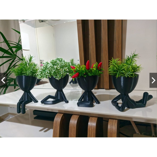 Kit com 4 Vasos Bob Robert – Decoração Criativa para Suculentas