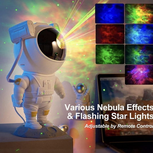 Projetor Luz Led Astronauta Galáxia Estrelas Nebulosa Iluminação Noturna Luminária Lâmpada Divertida Controle USB