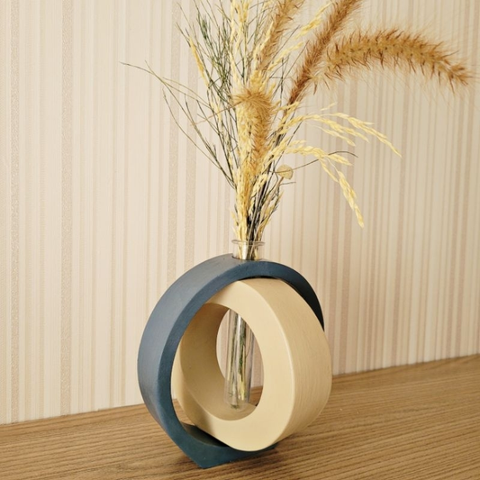 Dupla de Vasos Decorativos com Design Orgânico + Tubo de Vidro | Estilo Nórdico Minimalista