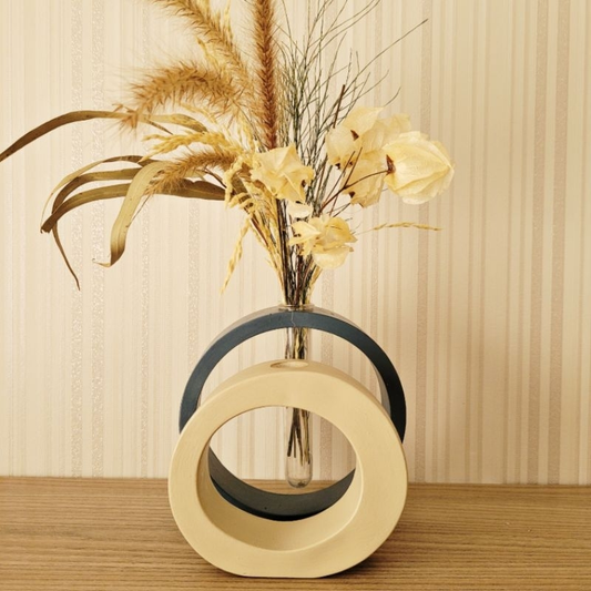Dupla de Vasos Decorativos com Design Orgânico + Tubo de Vidro | Estilo Nórdico Minimalista