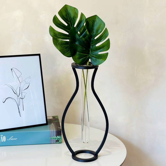 Vaso Minimalista + 2 Hastes de Costela de Adão