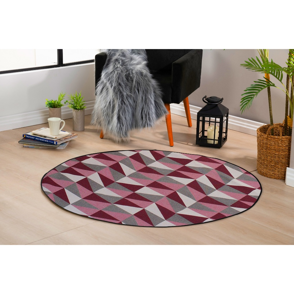 Tapete Redondo Estampado 1,20m x 1,20m Antiderrapante – Conforto e Estilo para sua Casa