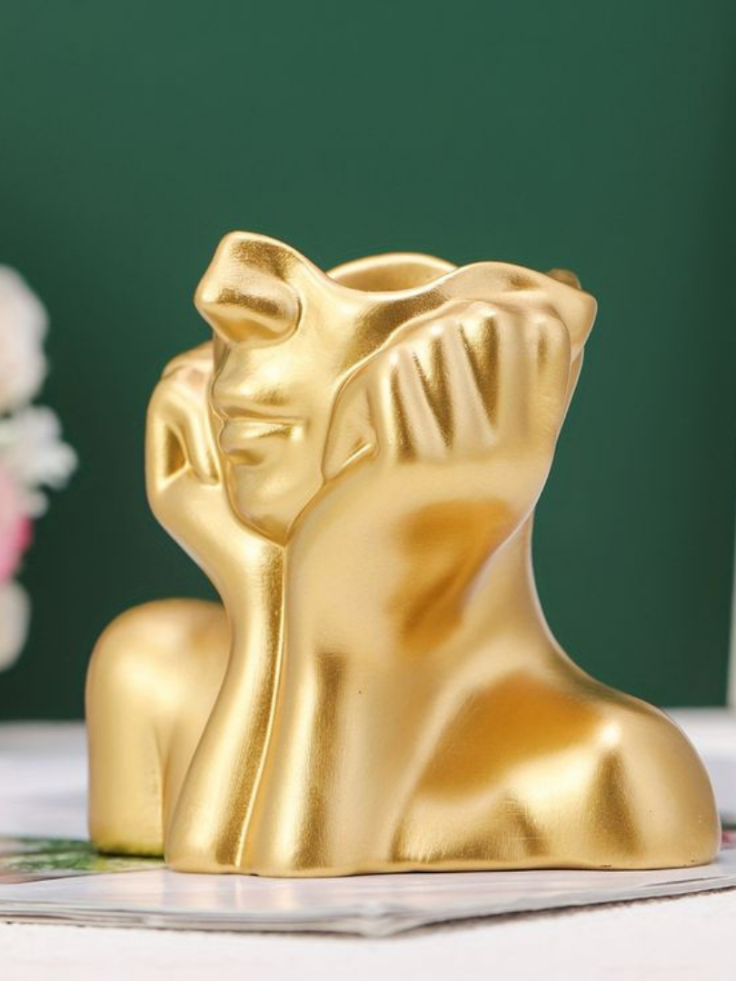 Vaso Rosto Menina Moderna Cachepot em Gesso – Estilo Nórdico Minimalista
