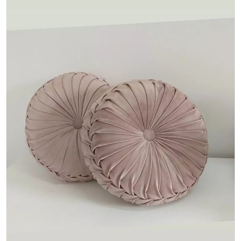 Almofada Decorativa Redonda Artesanal Luxuosa em Veludo – 40cm