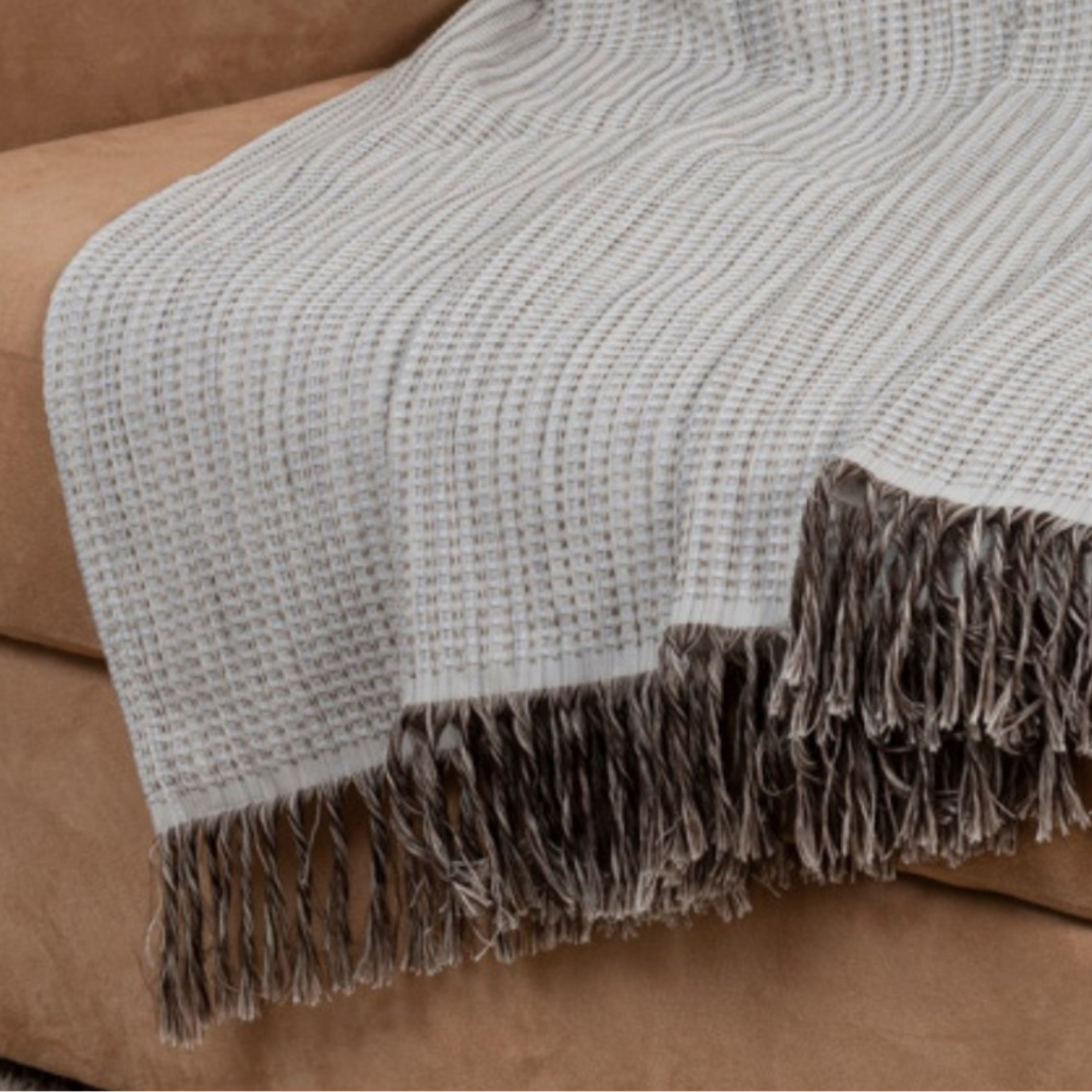 Manta Gigante para Sofá e Cama 100% Algodão 2,40m x 1,60m – Decorativa com Franjas