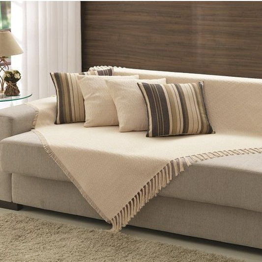 Manta Gigante para Sofá e Cama 100% Algodão 2,40m x 1,60m – Decorativa com Franjas