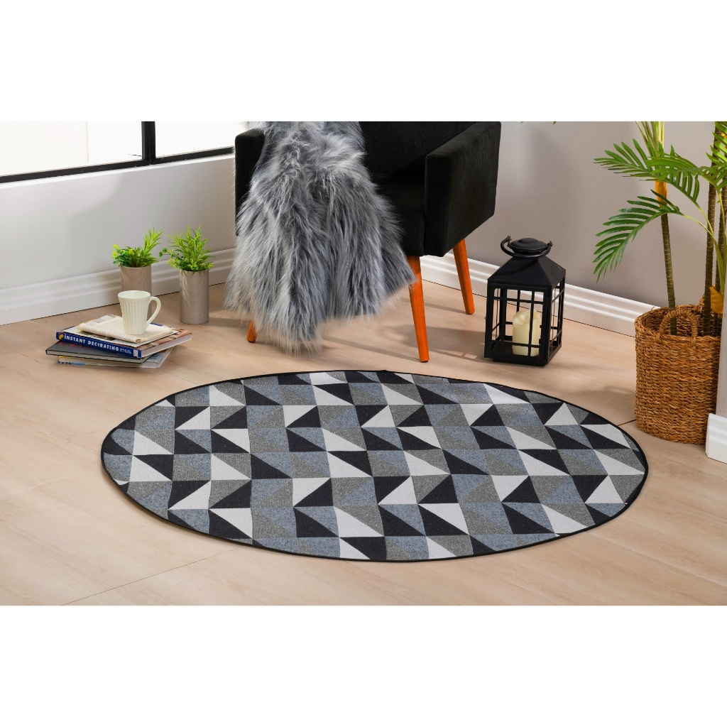Tapete Redondo Estampado 1,20m x 1,20m Antiderrapante – Conforto e Estilo para sua Casa