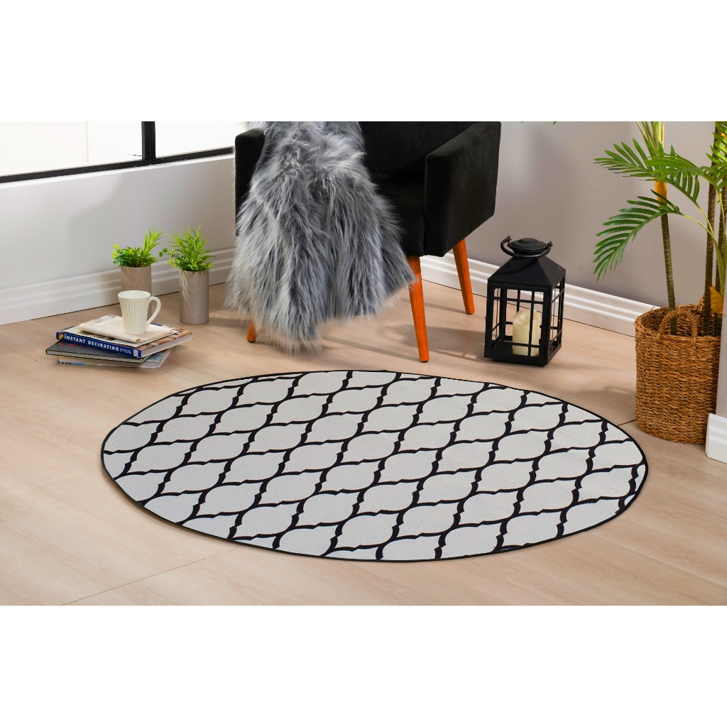 Tapete Redondo Estampado 1,20m x 1,20m Antiderrapante – Conforto e Estilo para sua Casa