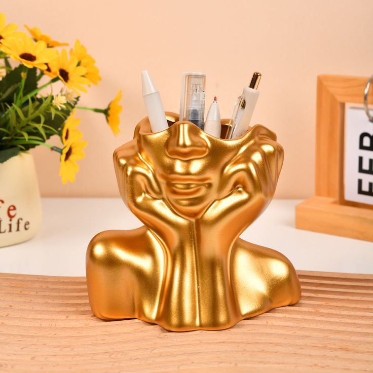 Vaso Rosto Menina Moderna Cachepot em Gesso – Estilo Nórdico Minimalista