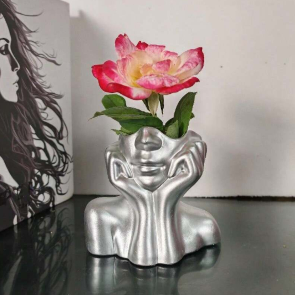 Vaso Rosto Menina Moderna Cachepot em Gesso – Estilo Nórdico Minimalista