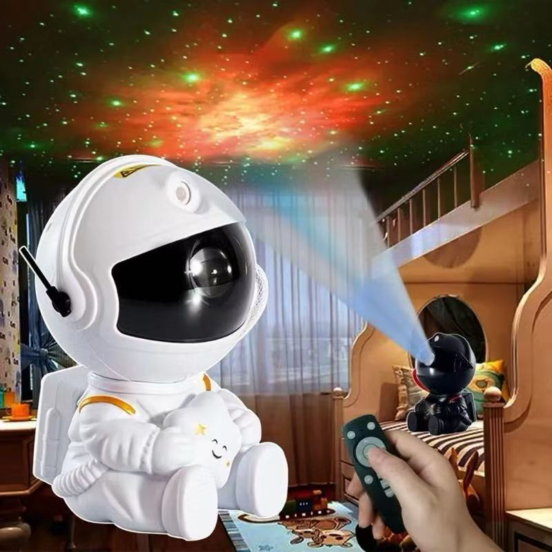 Projetor Luz Led Astronauta Galáxia Estrelas Nebulosa Iluminação Noturna Luminária Lâmpada Divertida Controle USB