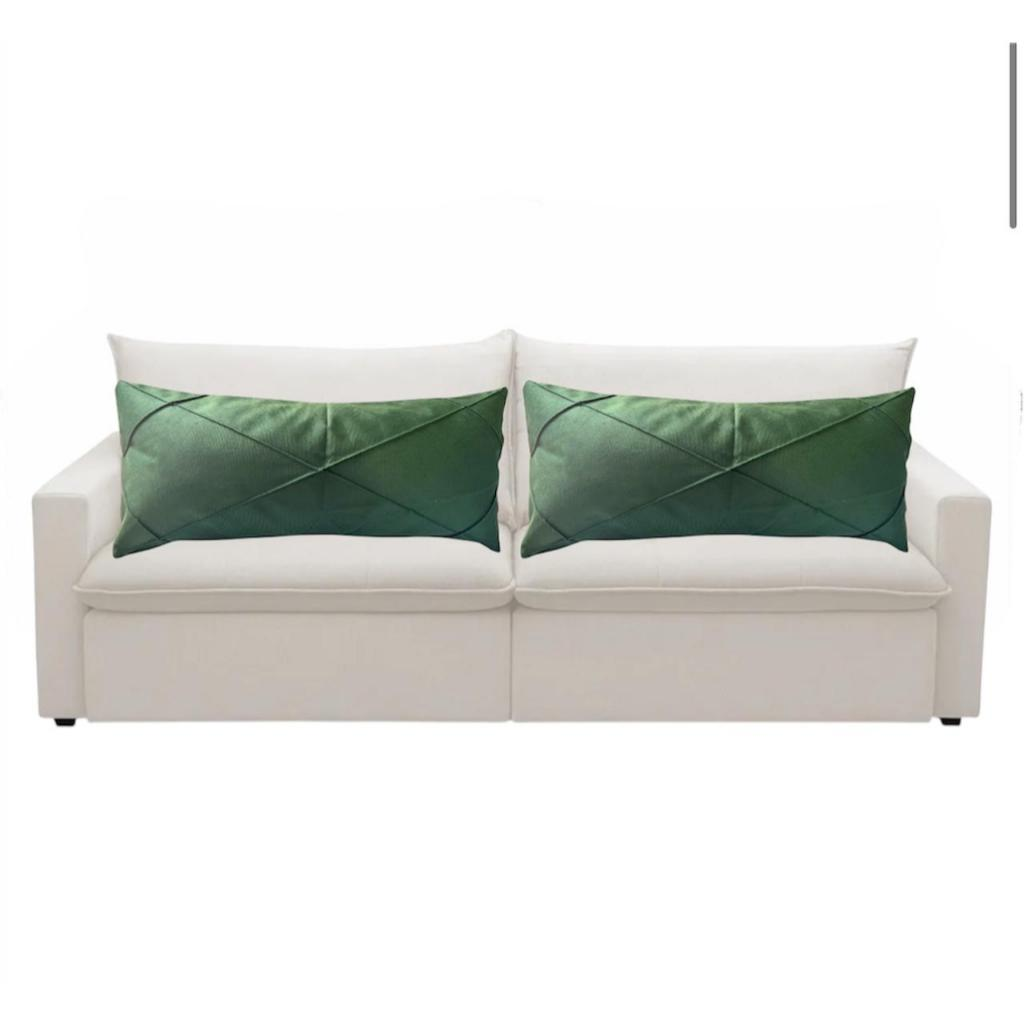 Kit 02 Almofadas Baguete Retangular Grande Cheia em Suede Drapeada – 70cm x 30cm