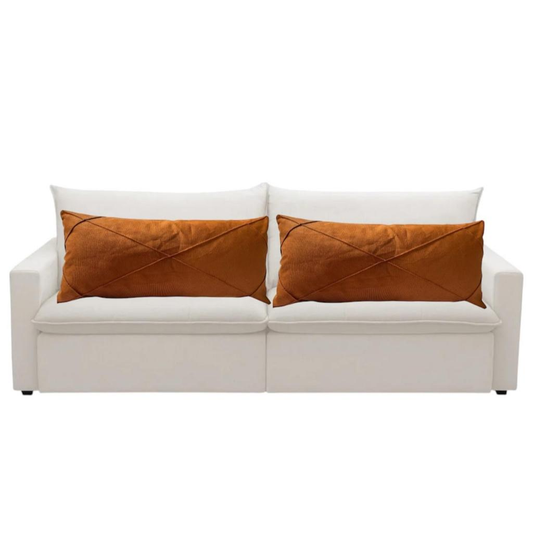 Kit 02 Almofadas Baguete Retangular Grande Cheia em Suede Drapeada – 70cm x 30cm