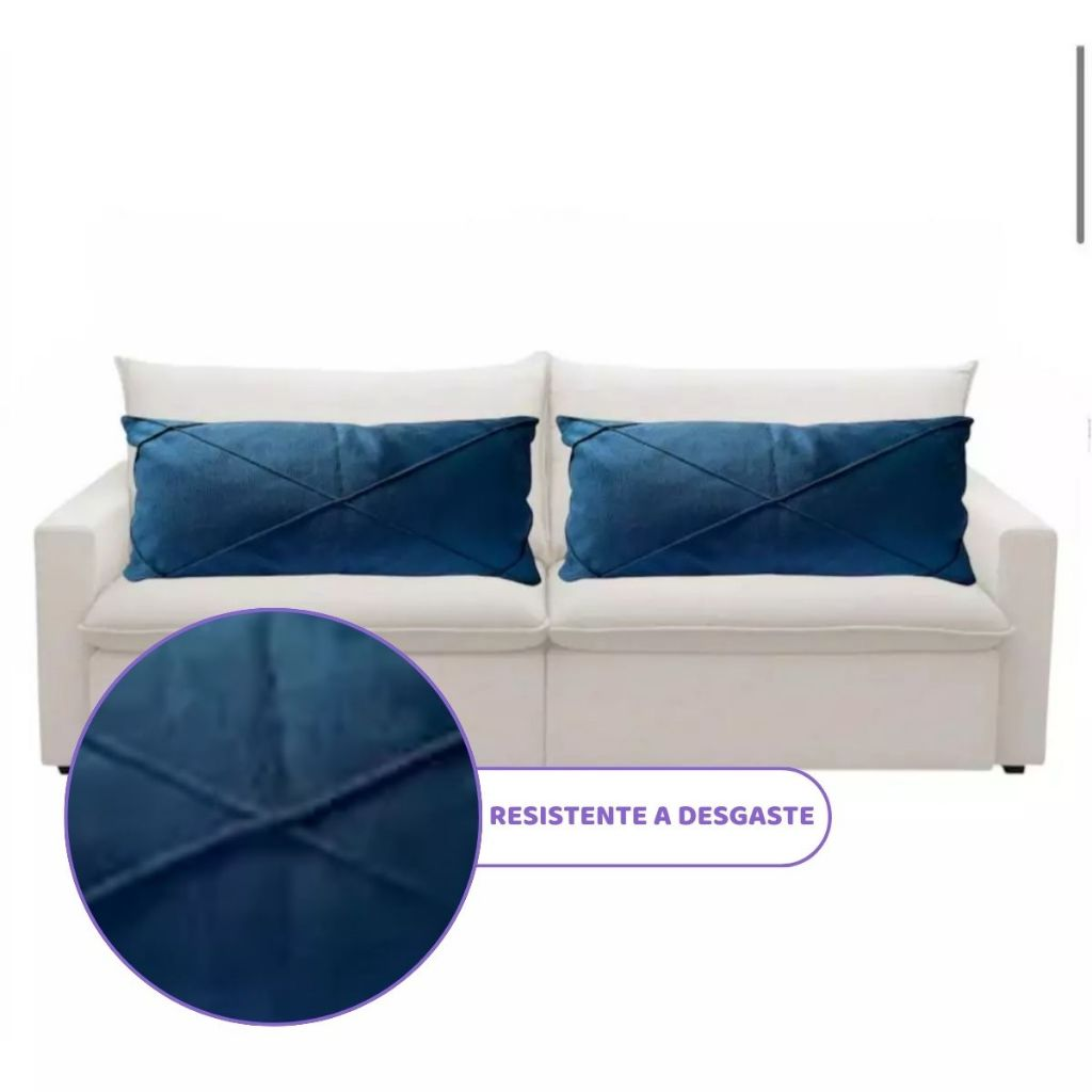 Kit 02 Almofadas Baguete Retangular Grande Cheia em Suede Drapeada – 70cm x 30cm
