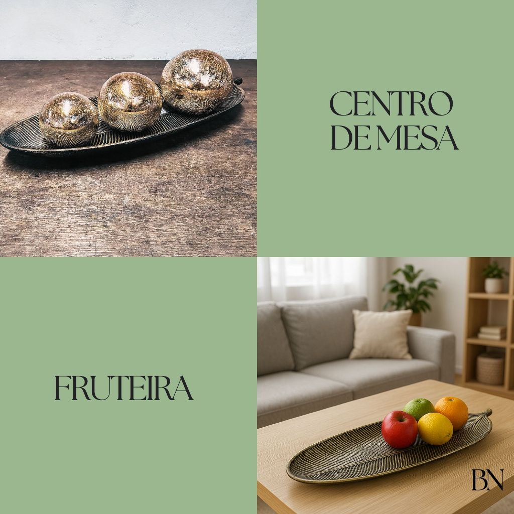 Bandeja Decorativa em Formato de Folha – Centro de Mesa em Madeira MDF