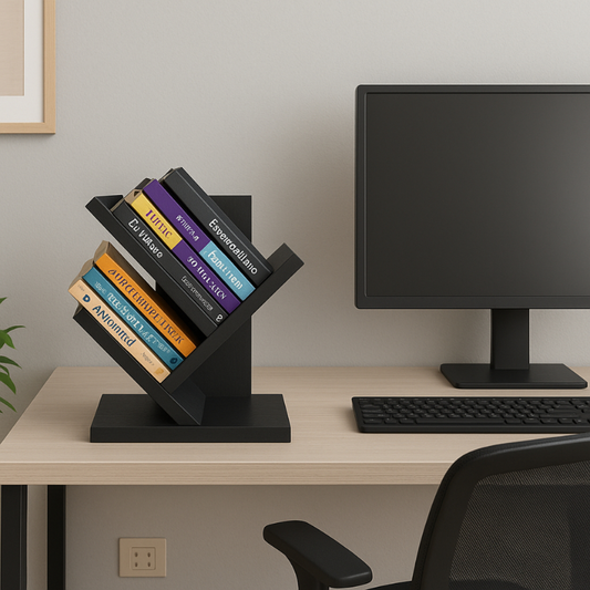 Porta Livros de Bancada Preto – Organizador de Mesa e Livros