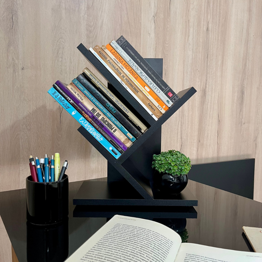 Porta Livros de Bancada Preto – Organizador de Mesa e Livros