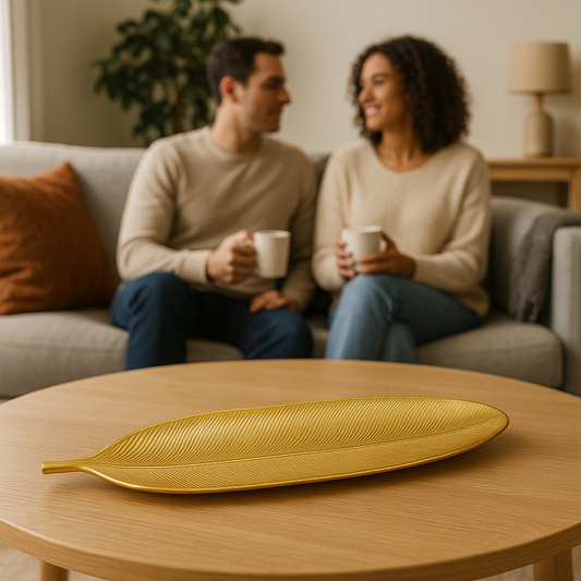 Bandeja Decorativa em Formato de Folha – Centro de Mesa em Madeira MDF