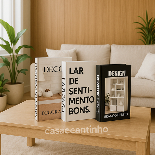 Kit 3 Caixas Livro Decorativo – Porta Objetos Multiuso