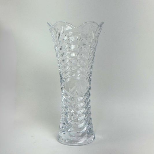 Kit 02 Vasos Decorativos de Vidro Cristal com Estampa em Relevo