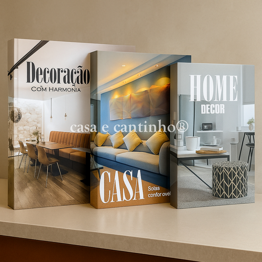 Kit 3 Caixas Livro Decorativo – Porta Objetos Multiuso