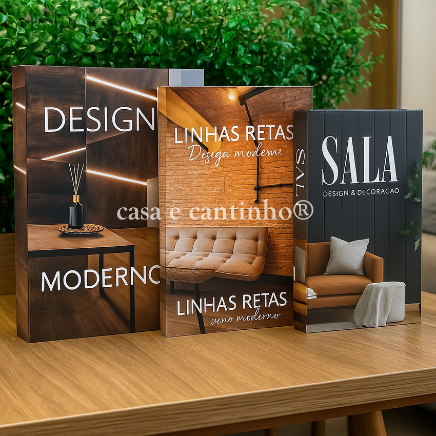 Kit 3 Caixas Livro Decorativo – Porta Objetos Multiuso