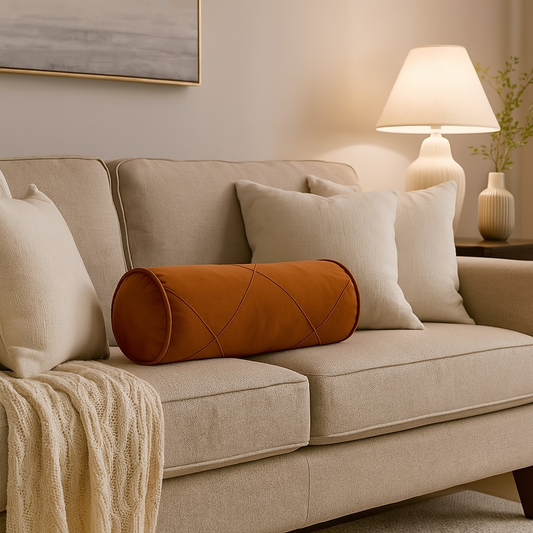 Almofada Rolinho Decorativo 50cm em Suede Aveludado com Enchimento – Luxo e Conforto para Sofá, Cama ou Poltrona