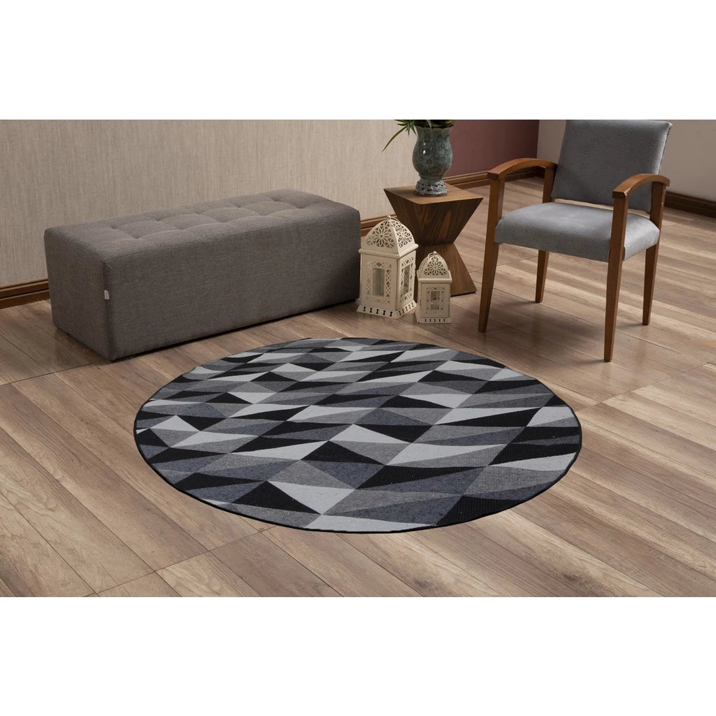 Tapete Redondo Estampado 1,20m x 1,20m Antiderrapante – Conforto e Estilo para sua Casa