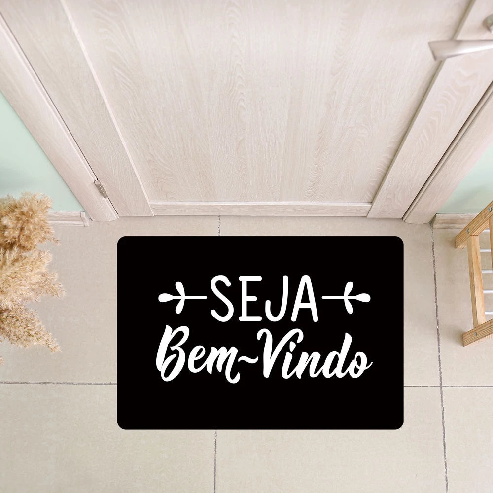 Tapete Capacho de Porta Bem-Vindo 40x60cm – Estampas Modernas e Base Antiderrapante