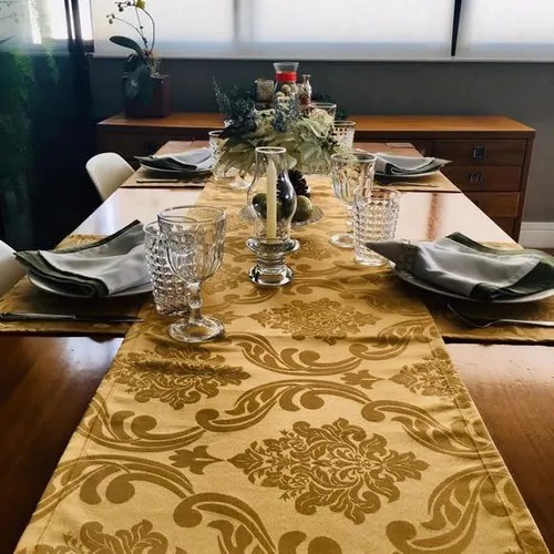 Caminho Trilho de Mesa Jacquard Luxo – 6 Lugares 1,40m x 0,40