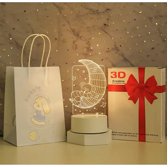 Luminária Decorativa de Mesa LED 3D – Luz Noturna Criativa e Moderna