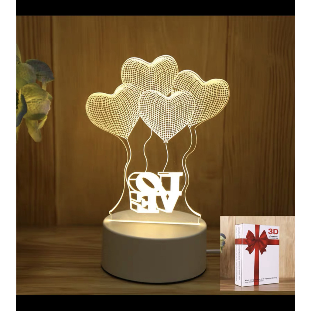 Luminária Decorativa de Mesa LED 3D – Luz Noturna Criativa e Moderna