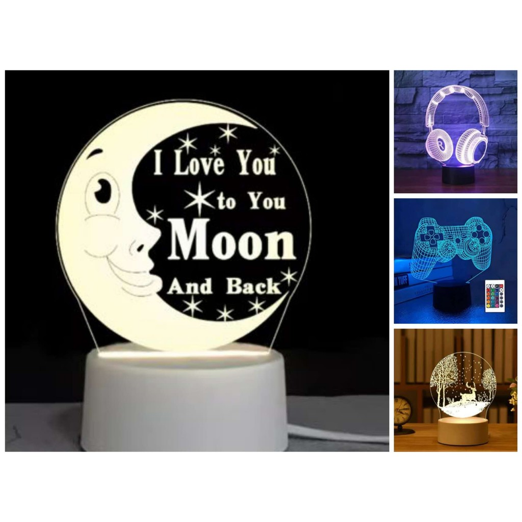 Luminária Decorativa de Mesa LED 3D – Luz Noturna Criativa e Moderna