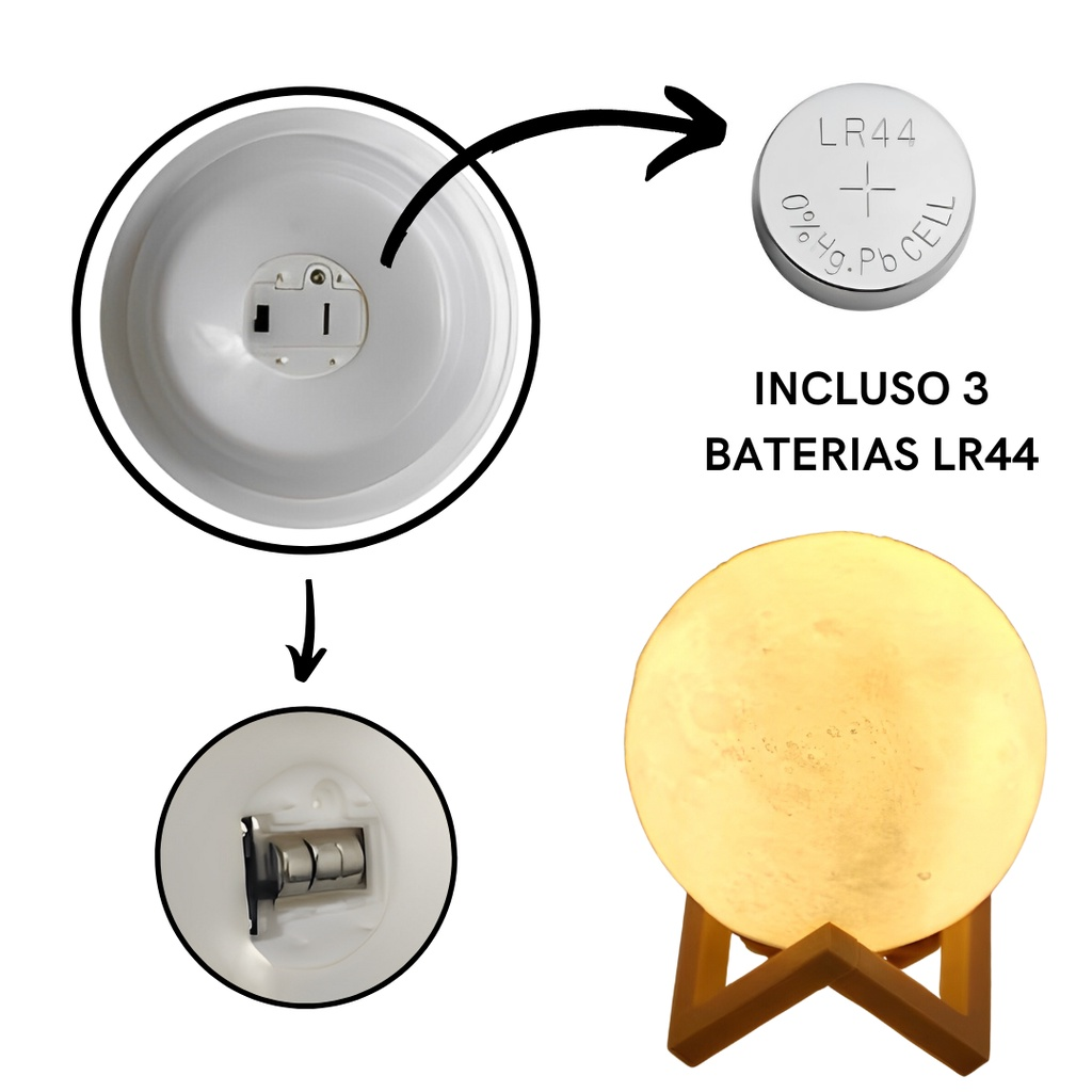 Luminária Lua 3D Abajur LED com Base