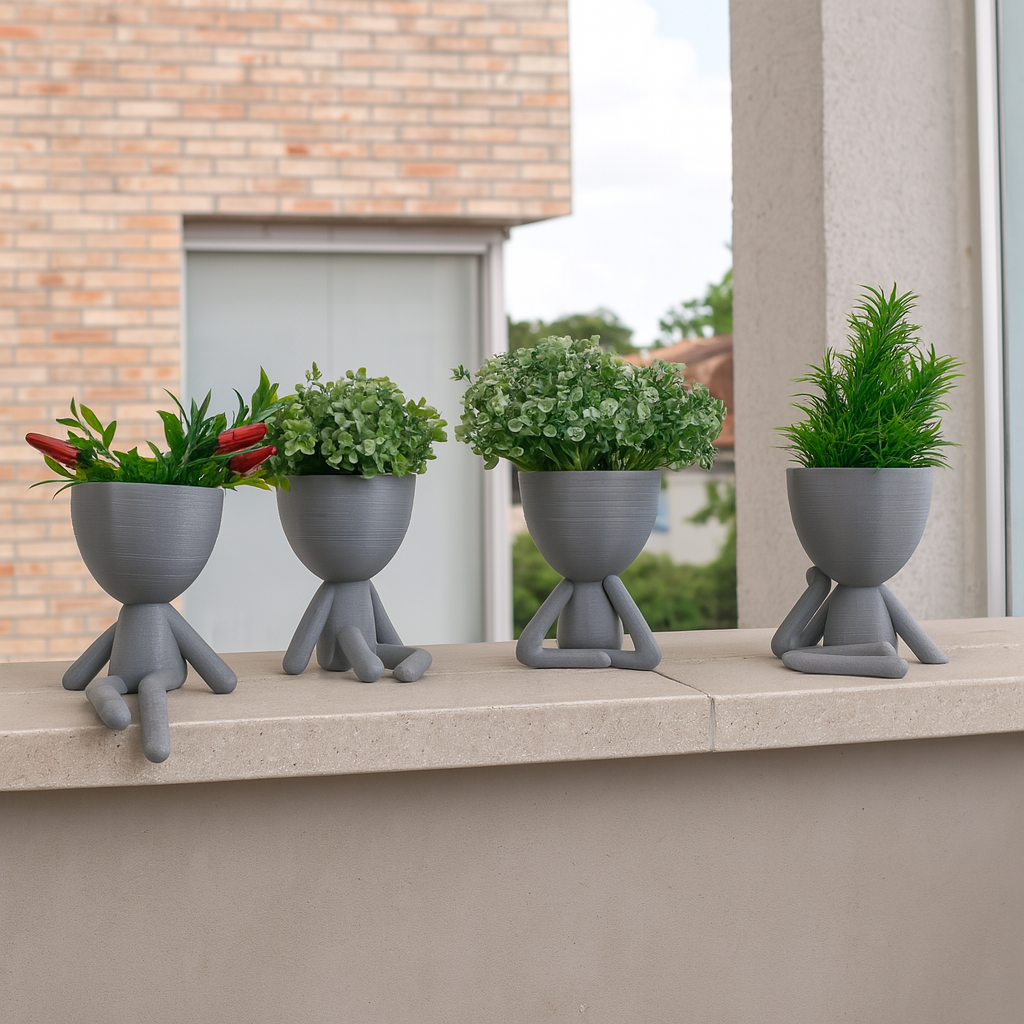 Kit com 4 Vasos Bob Robert – Decoração Criativa para Suculentas
