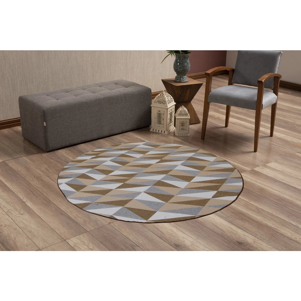 Tapete Redondo Estampado 1,20m x 1,20m Antiderrapante – Conforto e Estilo para sua Casa