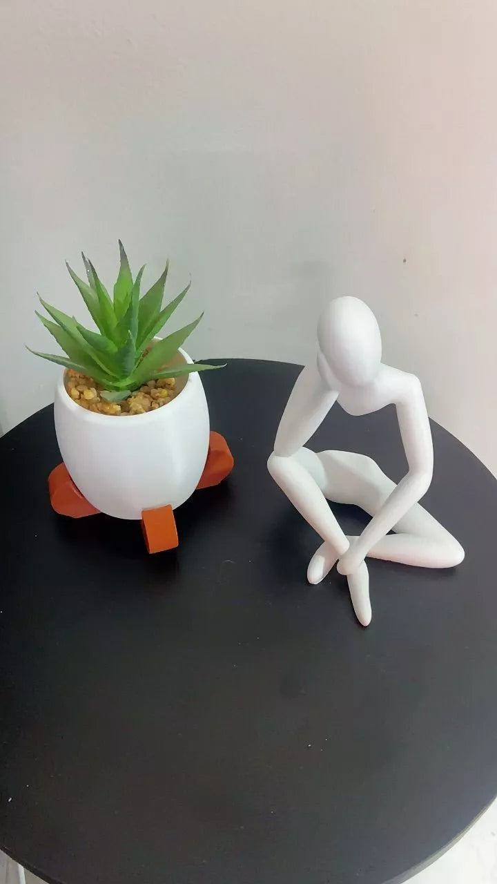 Vaso Cachepot Decorativo + Estátua Abstrata | Elegância Moderna para Sua Casa ou Escritório