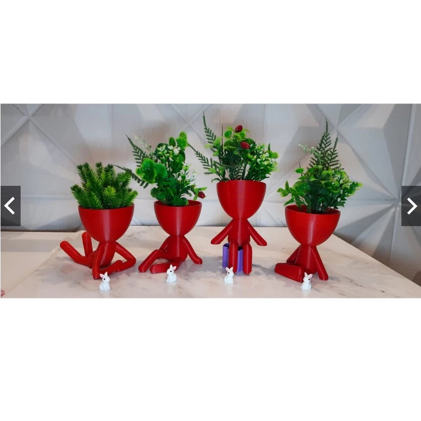 Kit com 4 Vasos Bob Robert – Decoração Criativa para Suculentas
