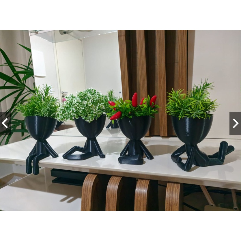 Kit com 4 Vasos Bob Robert – Decoração Criativa para Suculentas
