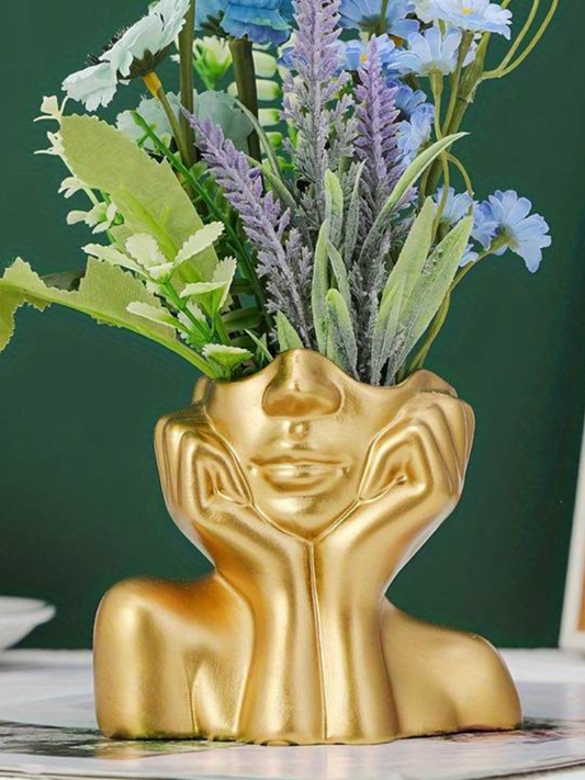 Vaso Rosto Menina Moderna Cachepot em Gesso – Estilo Nórdico Minimalista