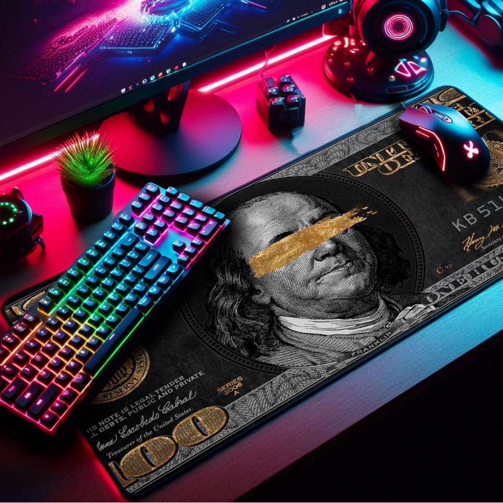 Mouse Pad Gamer Premium 70x35cm – Black Dollar
