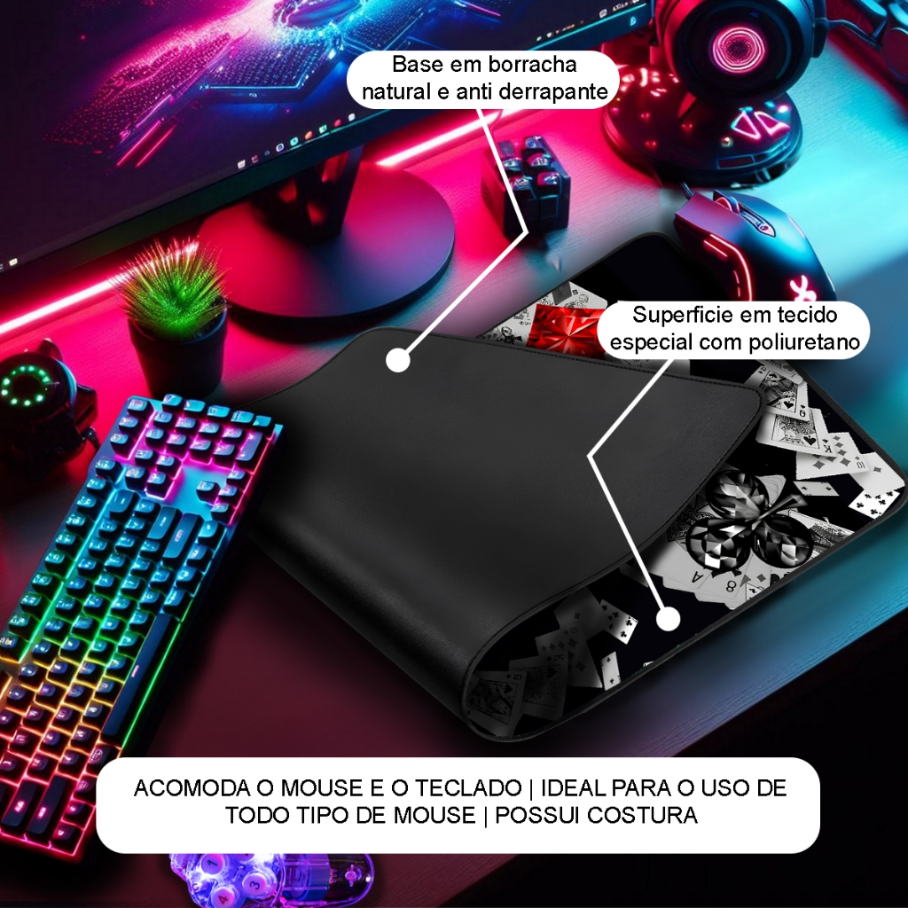 Mouse Pad Gamer Premium 70x35cm – Black Dollar