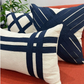 Kit de Almofadas Fita Azul Marinho – Estilo Rústico Boho Artesanal para Sofá e Cama